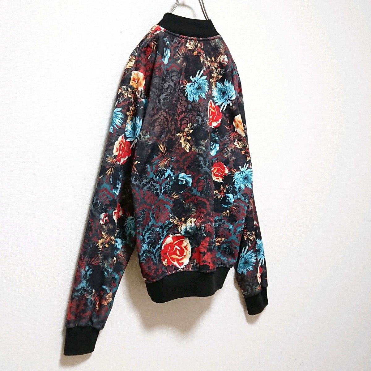 希少 ZARA スカル グランジ 総柄 ボンバージャケット ブルゾン 希少 ザラ ジャガード ジャージー 花柄 総柄 ブルゾン