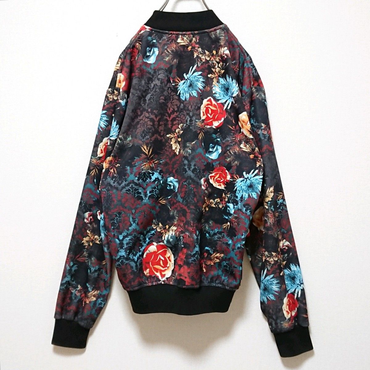 L相当 ZARA ザラ 花柄 刺繍 ブルゾン ジャージ 洗える 総柄 希少 ザラ ジャガード ジャージー 花柄 総柄 ブルゾン