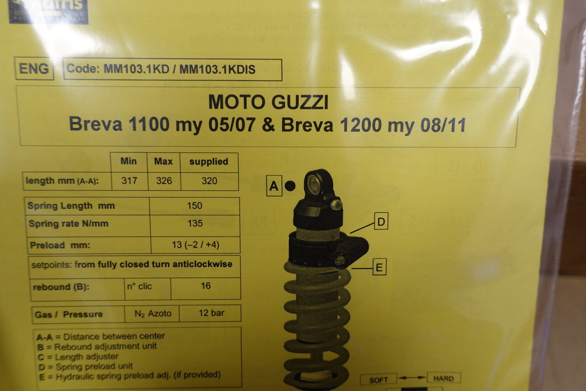 Matris blur ba1200 (08-11)/ blur ba1100 (05-07) rear shock NC cut . rear suspension M46KD Moto Guzzi regular price 117,700 jpy mato squirrel 3