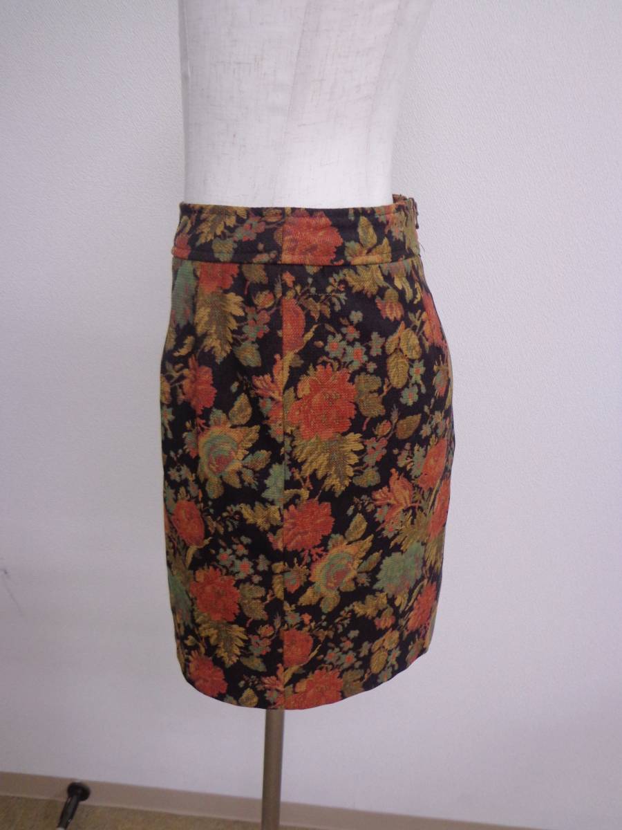 *1462[ free shipping ]Shellna Sherry na lady's go Blanc manner tight miniskirt waist 61 S corresponding flower /botanikaru pattern total pattern multi retro 