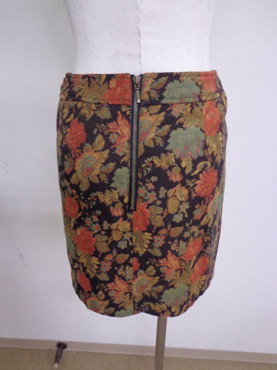 *1462[ free shipping ]Shellna Sherry na lady's go Blanc manner tight miniskirt waist 61 S corresponding flower /botanikaru pattern total pattern multi retro 
