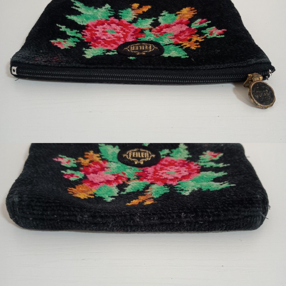 Lecott 花柄刺繍 ポーチセット フェイラー シェニール織 Lecott 花柄刺繍 ポーチセット フェイラー シェニール織 FEILER