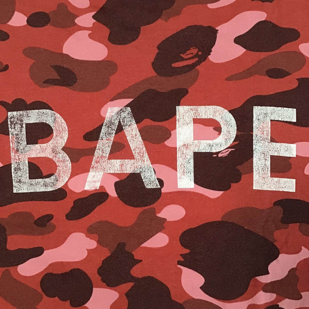 pharrell camo BAPE logo 長袖 Tシャツ Lサイズ a bathing ape red camo エイプ ベイプ アベイシングエイプ 迷彩 レッドカモ 0898_画像2