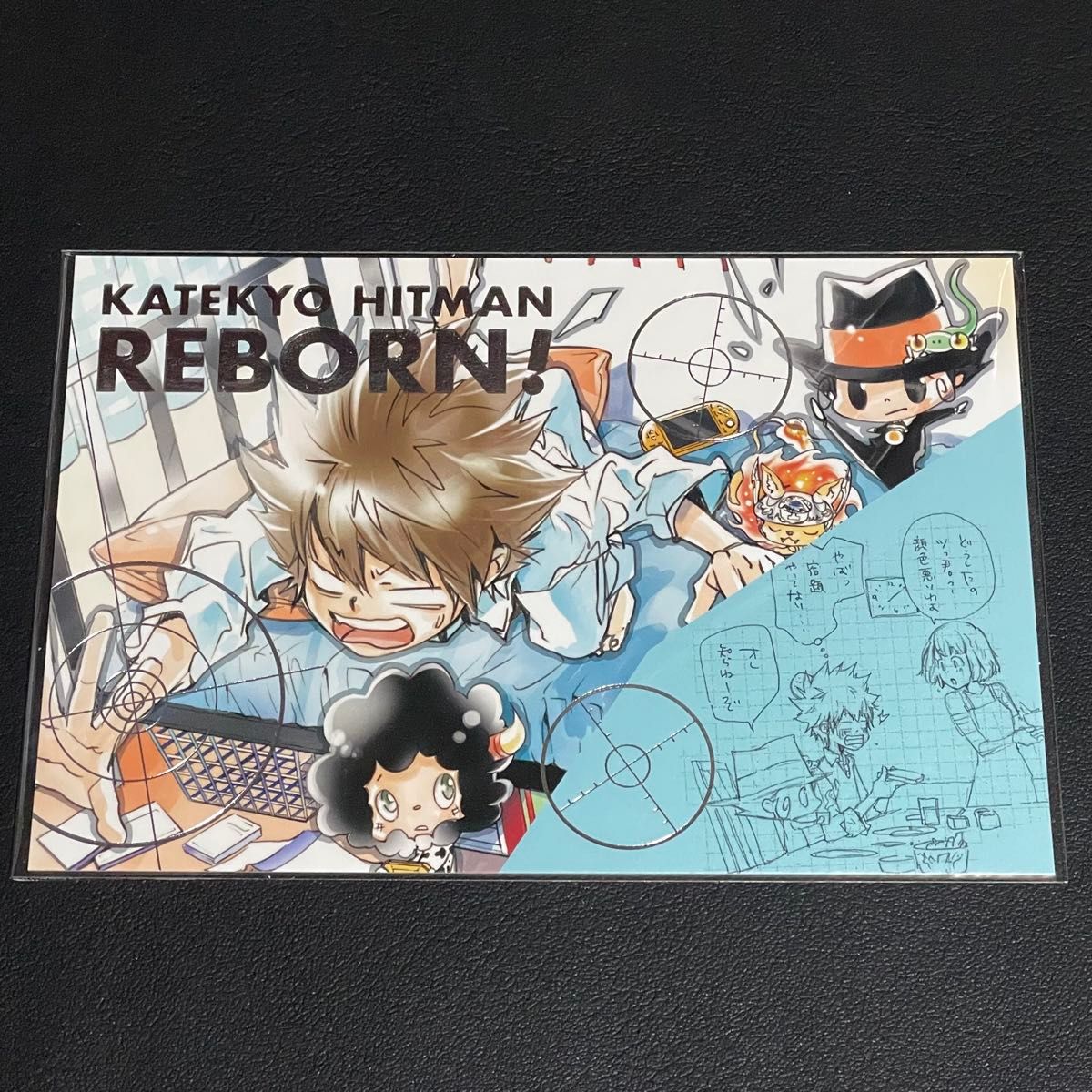 天野明展 中野 日替わりステッカー 沢田綱吉 リボーン ポストカード 未使用 家庭教師ヒットマンREBORN 天野明展 箔押しポストカード