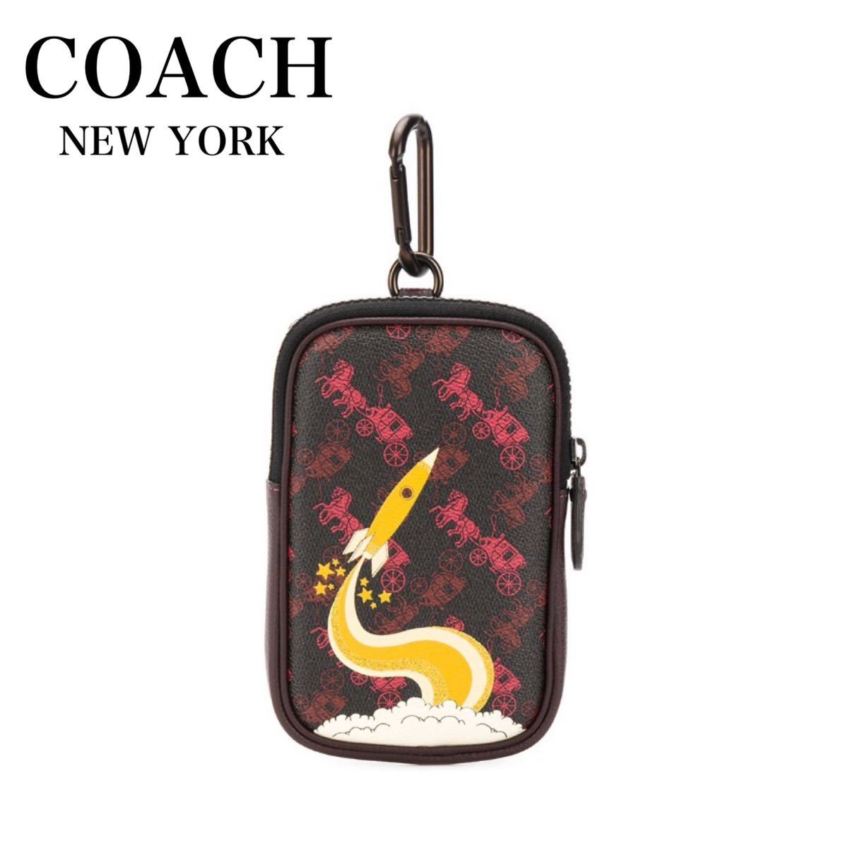 【新品】即決★ COACH NEWYORK★コーチ お財布 ウォレット ポーチ 小物 スペースシャトル柄 宇宙 ポップデザイン ブラウン 未使用