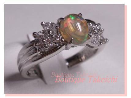 Ｐｔ９００★リング 指輪 オパール０．６５ｃｔ◇ダイヤモンド０．３１ｃｔ●12号【新品仕上げ済】/3148