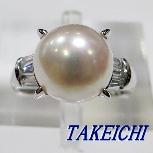 Pt900★リング 指輪 パール10mm/ダイヤモンド0.41ct◇9.5号【中古】/10004901_画像1