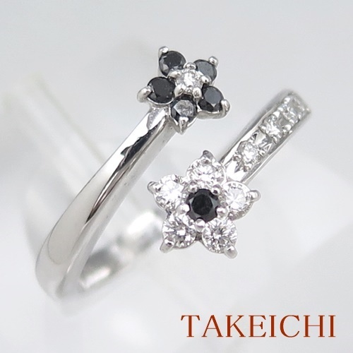 K18WG ★リング ◇ブラックダイヤモンド 0.120ct ◇ダイヤモンド 0.230ct ●11号 ◆ソーティング付き【中古】/10019965_画像1