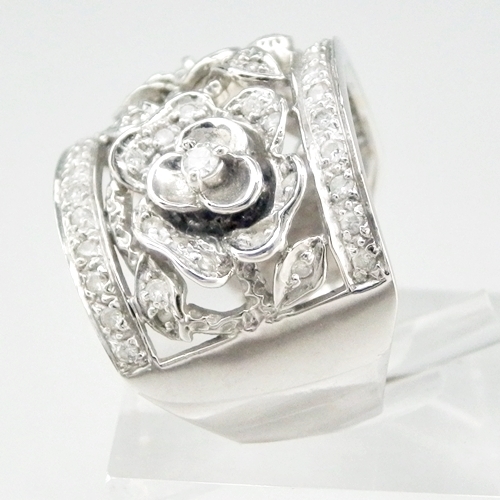 K18WG★リング ダイヤモンド0.5ct 花◇17号【中古】/10020654_画像5