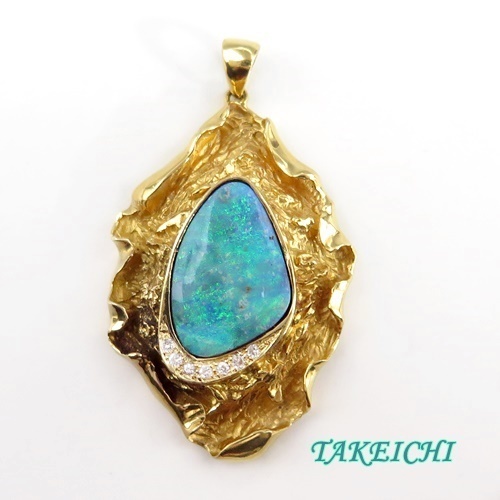 K18YG * pendant top boruda- opal 8.14ct/ diamond 0.08ct *so-ting attaching [ used ]/10020591