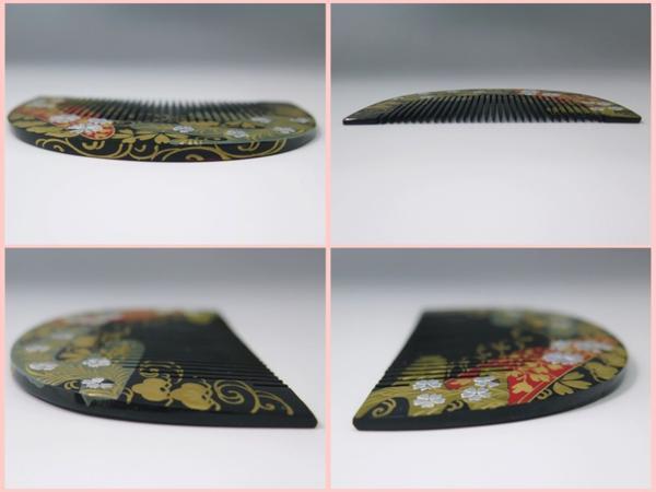 ....* comb . ornamental hairpin set black floral print /28645