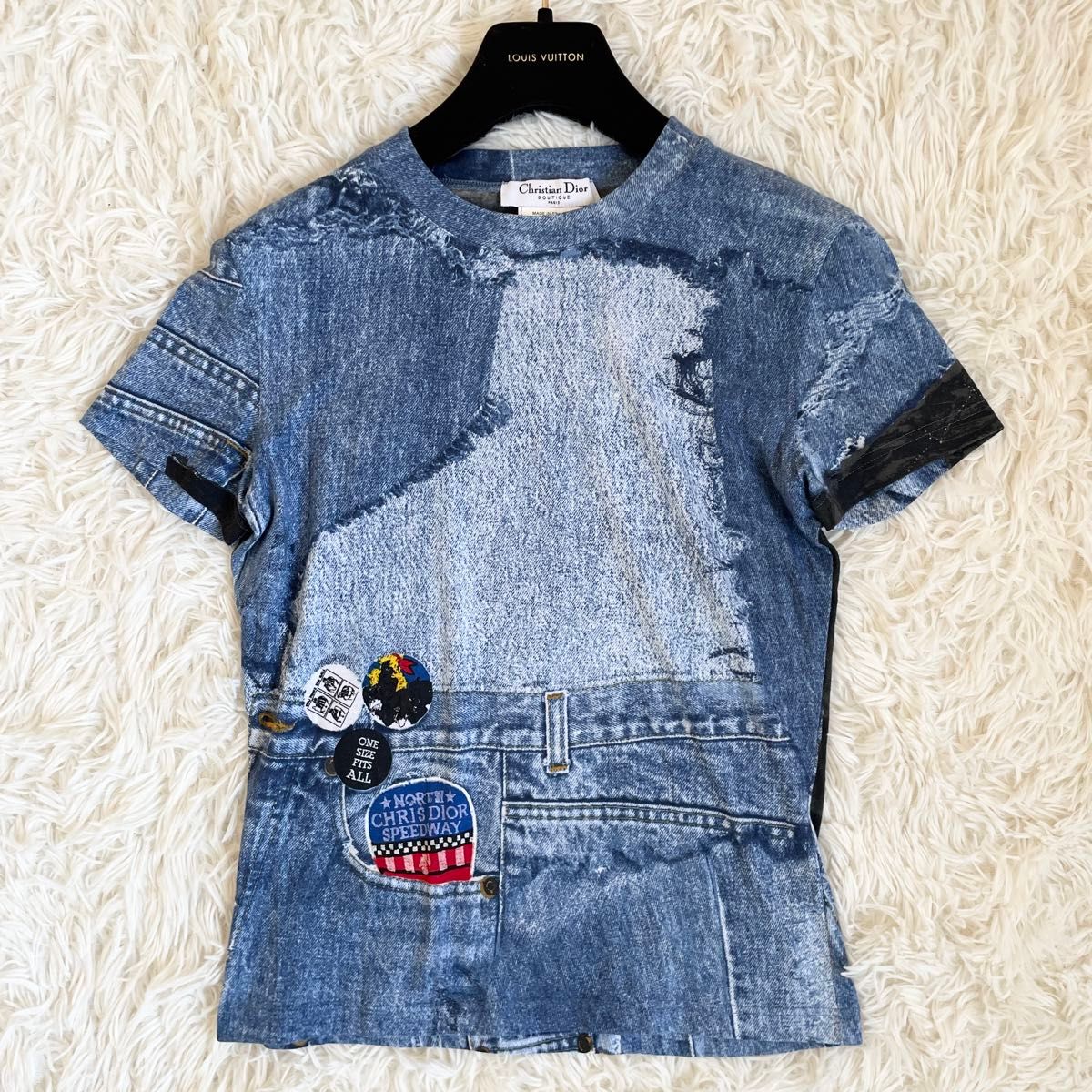新品未使用 クリスチャンディオール ガリアーノ Tシャツ デニム Lサイズ 青 新品未使用 クリスチャンディオール ガリアーノ Tシャツ デニム