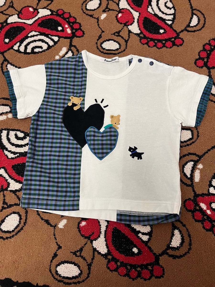 【新品.タグ付き.未開封】☆ファミリア☆ハートチェックTシャツ ファミリア ハート×チェック Tシャツ 90|Yahoo!フリマ(旧