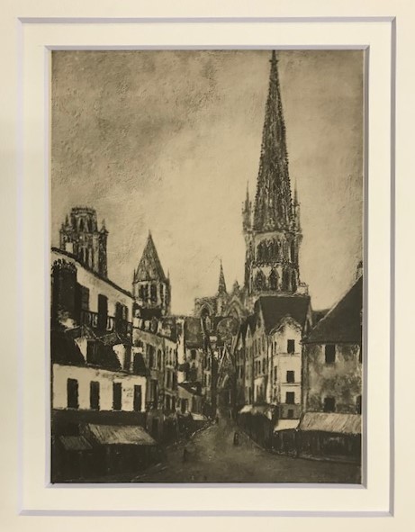 [ специальная цена ] { Morris *yuto Lilo }koro модель гравюра на дереве EGLISE A ROUEN 1929 год MAURICE UTRILLO