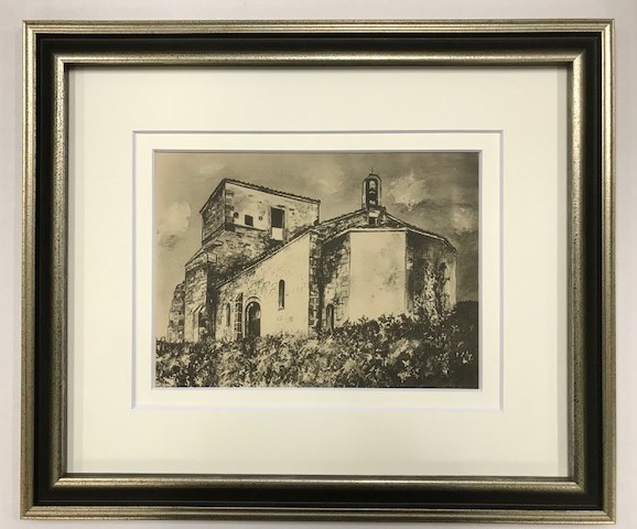 【特価】 ≪ モーリス・ユトリロ ≫ コロタイプ版画 EGLISE DE MONTMEBAS 1929年 MAURICE UTRILLO 沸騰ブラドン