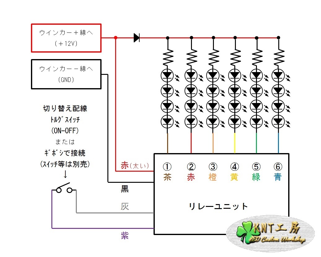 ◆10個セット◇ 6ブロック 流れる シーケンシャルウインカーリレーユニット 通常点灯切り替え機能付き　(12V車用)◇◆_画像3