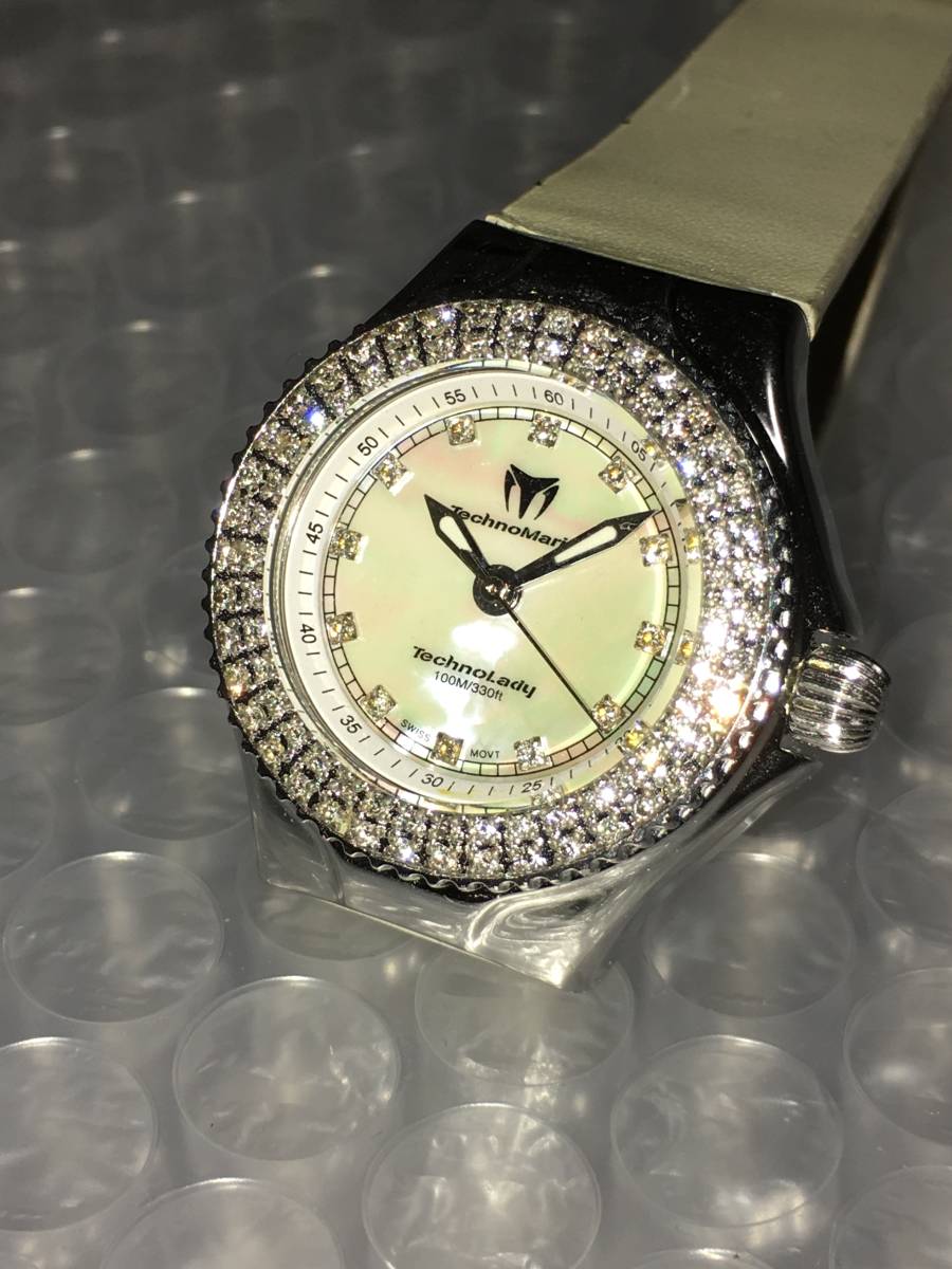  Technomarine Techno reti diamond bezel &12P diamond face USED goods 