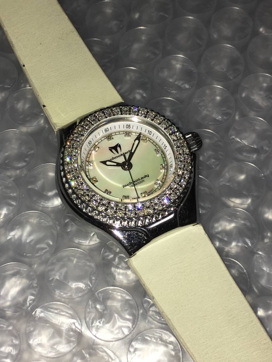  Technomarine Techno reti diamond bezel &12P diamond face USED goods 