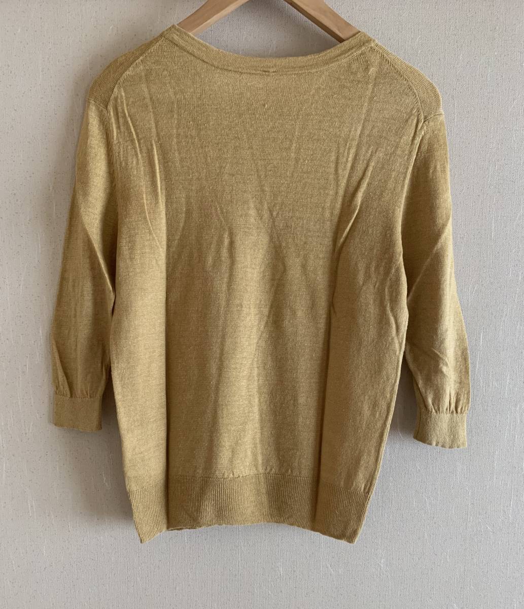 * beautiful goods MUJI Muji Ryohin French linenUV cut round neck sweater S 3990 jpy mustard knitted pull over laundry ending anonymity shipping ]