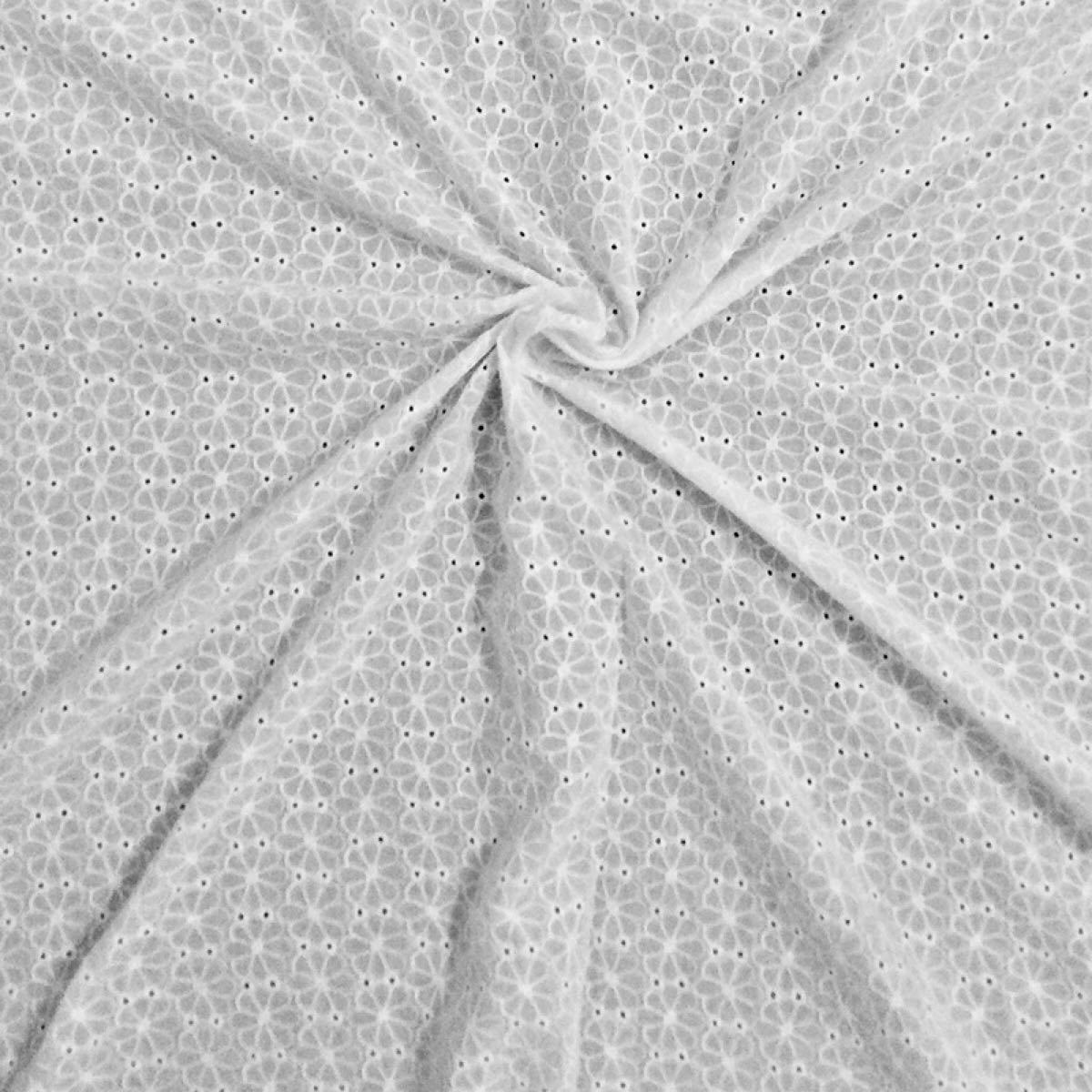 綿刺繍生地　コットン刺繍生地　綿レース生地　綿刺繍レース生地　ホワイト刺繍布