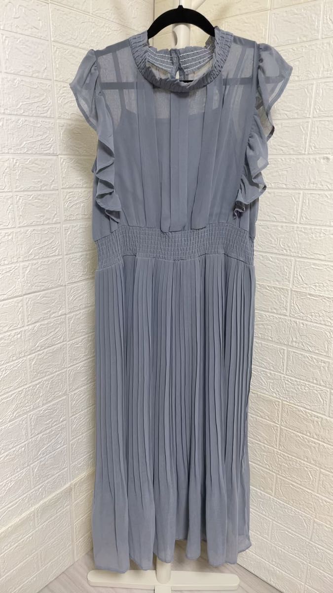 ロングワンピース シフォンワンピース ノースリーブワンピース 春夏ロングワンピース プリーツワンピース シースルーワンピース 美品
