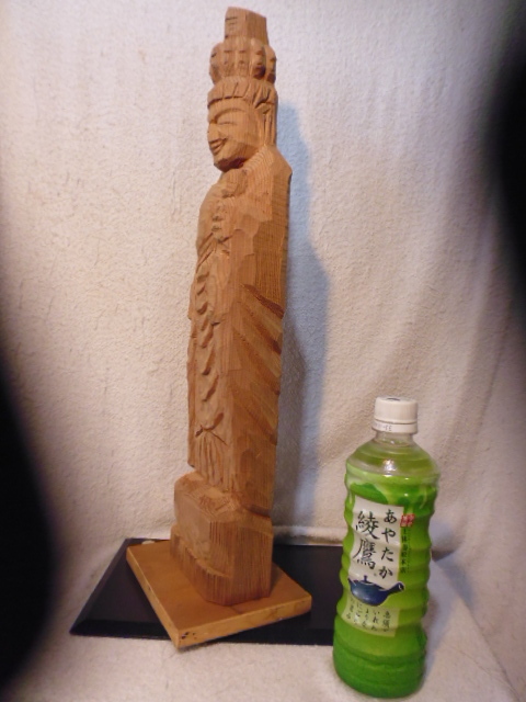 円空彫り十一面観音菩薩像 木製 手彫り 仏像