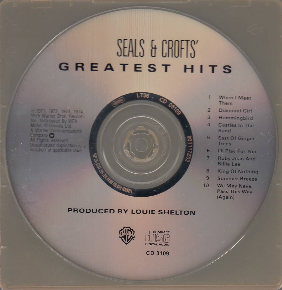 輸 Seals & Crofts Seals & Crofts' Greatest Hits◆規格番号■CD-3109◆送料無料■即決●交渉有_画像2