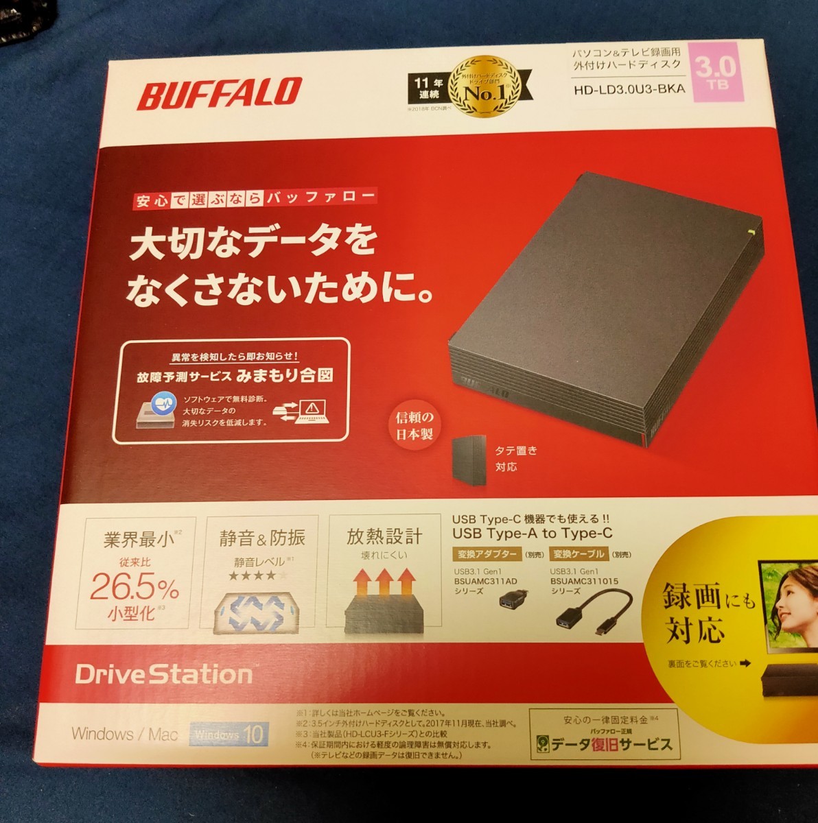 バッファロー 外付けハードディスク 3.0TB  HD-LD3.0U3-BKA