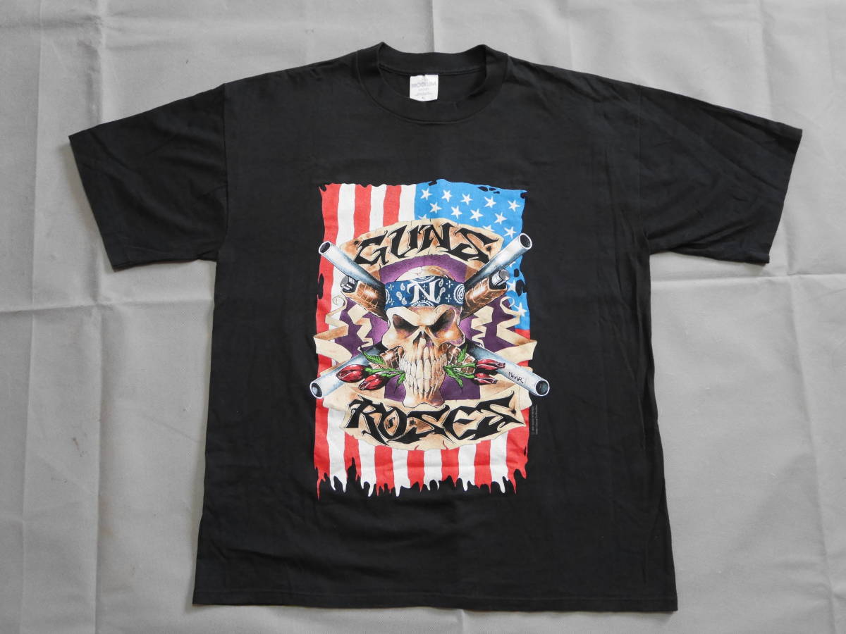 1991年 ガンズアンドローゼス Tシャツ 黒 XL 半袖 ビンテージ GUNS N' ROSES FOG FEAR OF GOD フィアオブゴッド ジェリーロレンゾ着用同型_画像1