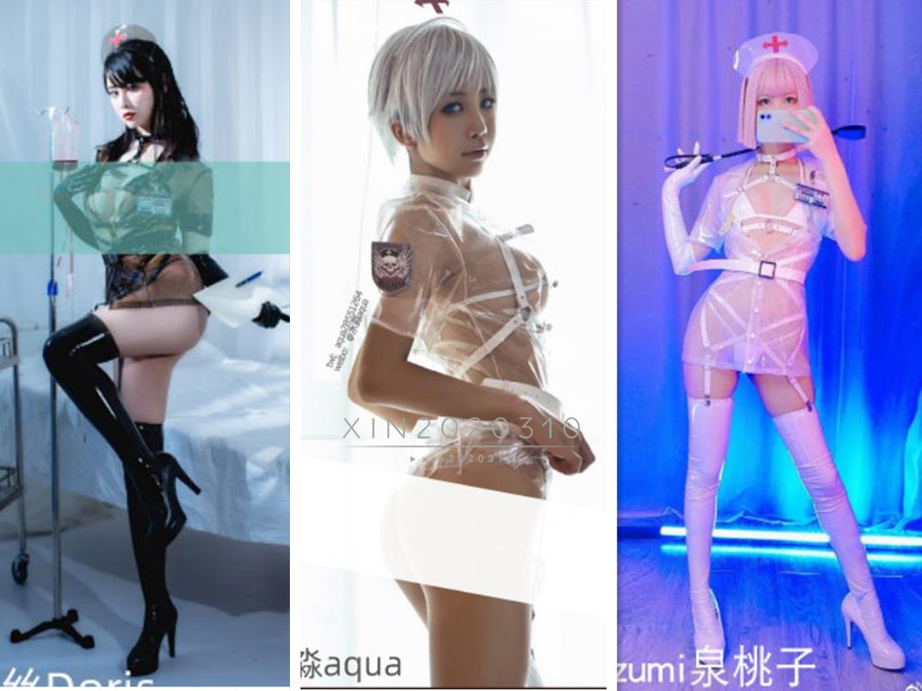修正版 実物撮影 暗黒王朝 透明看護師 コスプレ衣装+帽子+手袋+ 修正版 実物撮影 暗黒王朝 透明看護師 コスプレ衣装+帽子+手袋+