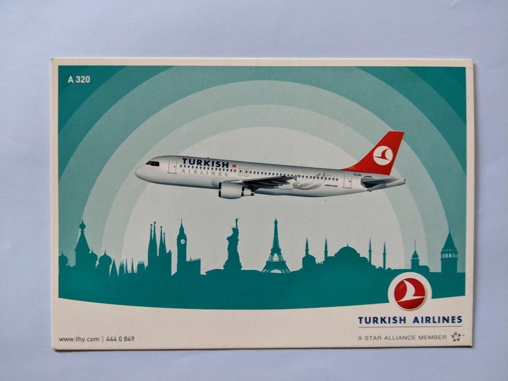  Turkey aviation aviation company work A320-200 type machine postcard 