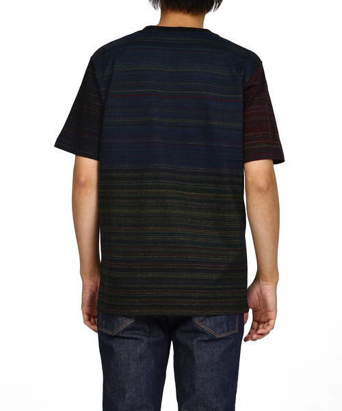 ☆新品未使用☆Paul Smith PS マルチ グラデーション ボーダー Tシャツ ☆Sサイズ☆着丈65㎝ 肩幅41㎝ 身幅49㎝ 袖丈20㎝☆定価13,200円_画像2