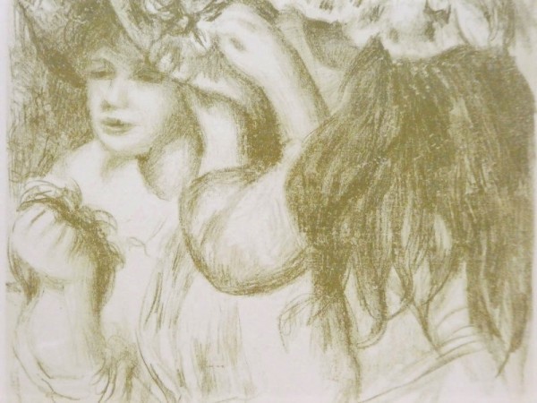 D00589★ピエール＝オーギュスト・ルノワール（Pierre-Auguste Renoir）『ピンをさしたぼうし』 / 版上サイン 1951 絵画_画像4
