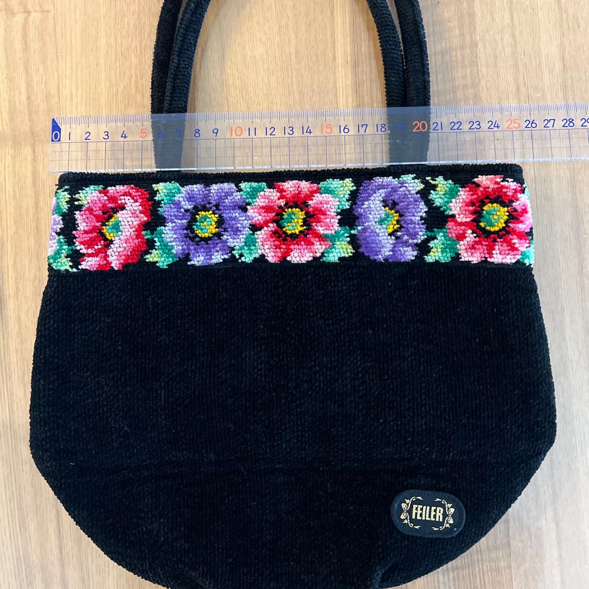 ❣️FEILER 花柄刺繍 グローブ黒 今年の新作です♪ FEILER ハンドバッグ 花柄刺繍 ブラック|Yahoo!フリマ(旧