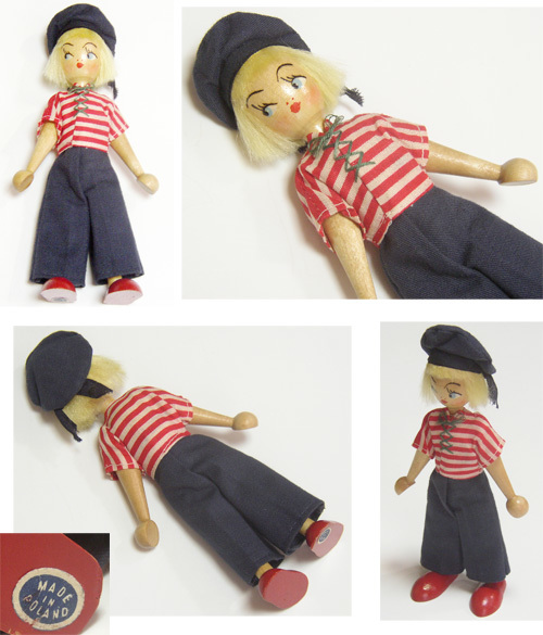 ヴィンテージ セーラー Wooden Doll/ 50s,ロカビリー,40s,アールデコ,Swing,マリン,Nora Welling,人形,Made in Poland,Sailor,アンティーク_画像1