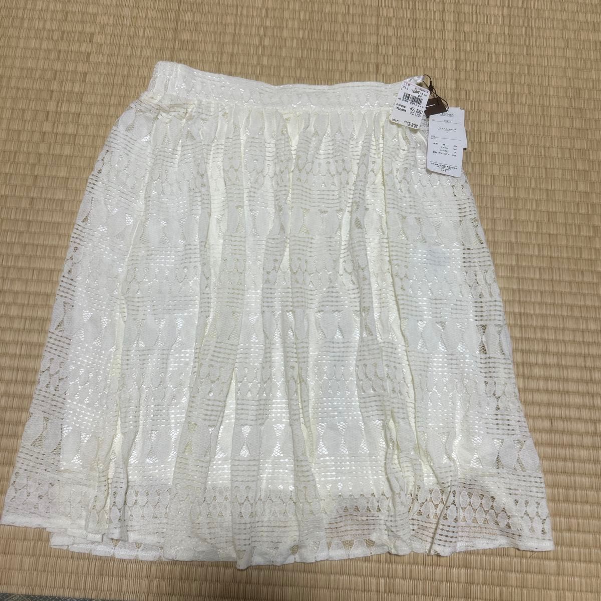 【関税込み】Rier オフホワイト Walker ミディアムスカート 新品レーススカート オフホワイト Lサイズ 未使用 タグ付き