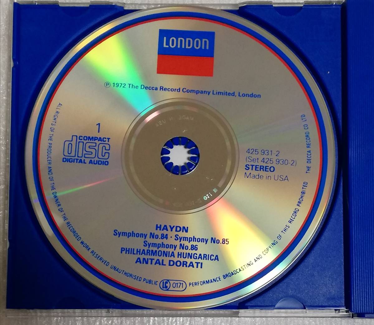 CD　ハイドン 交響曲 84-95/ドラティ/PH/4枚組/US盤_画像3
