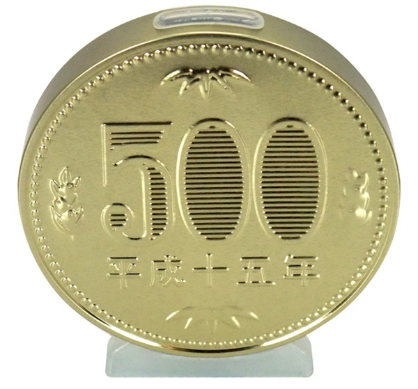 ＜新品＞ ムラオカ　メタルコイン貯金箱　500円硬貨型_画像2