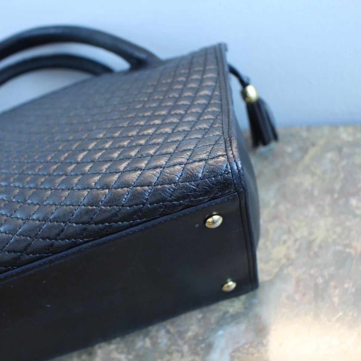 VINTAGE BALLY MATELASSE LEATHER HAND BAG MADE IN ITALY/ヴィンテージバリーマトラッセレザーハンドバッグ