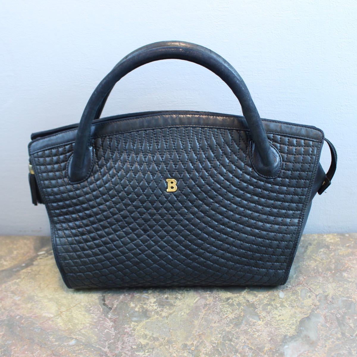 VINTAGE BALLY MATELASSE LEATHER HAND BAG MADE IN ITALY/ヴィンテージバリーマトラッセレザーハンドバッグ