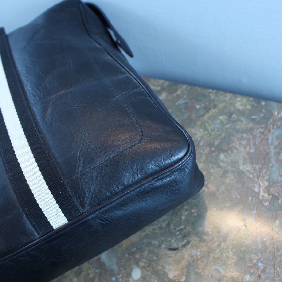 BALLY LINE LEATHER BUSINESS BOSTON BAG MADE IN SWITZERLAND/バリーラインレザービジネスボストンバッグ