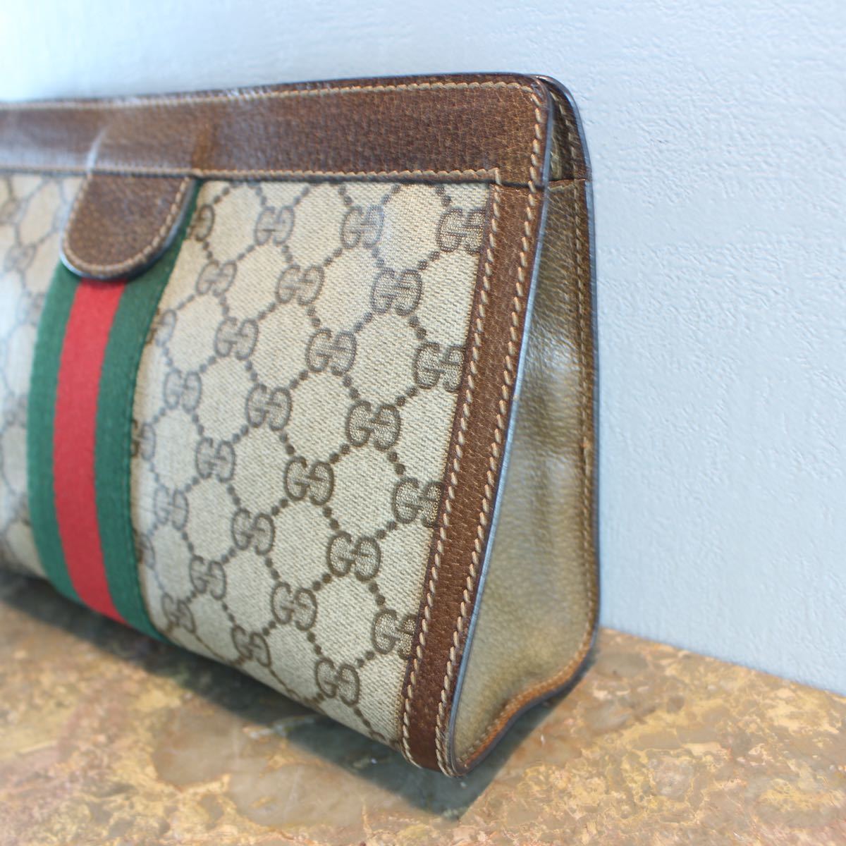 ヴィンテージ GUCCI オールドグッチシェリーラインGG柄クラッチバッグ