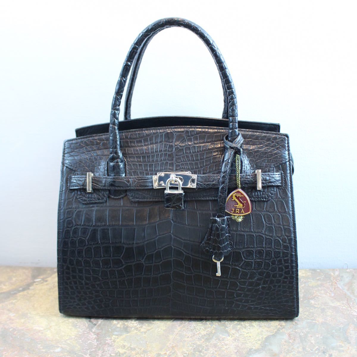 JRA MARC CROCODILE LEATHER BELTED HAND BAG/JRAマーク付クロコダイル