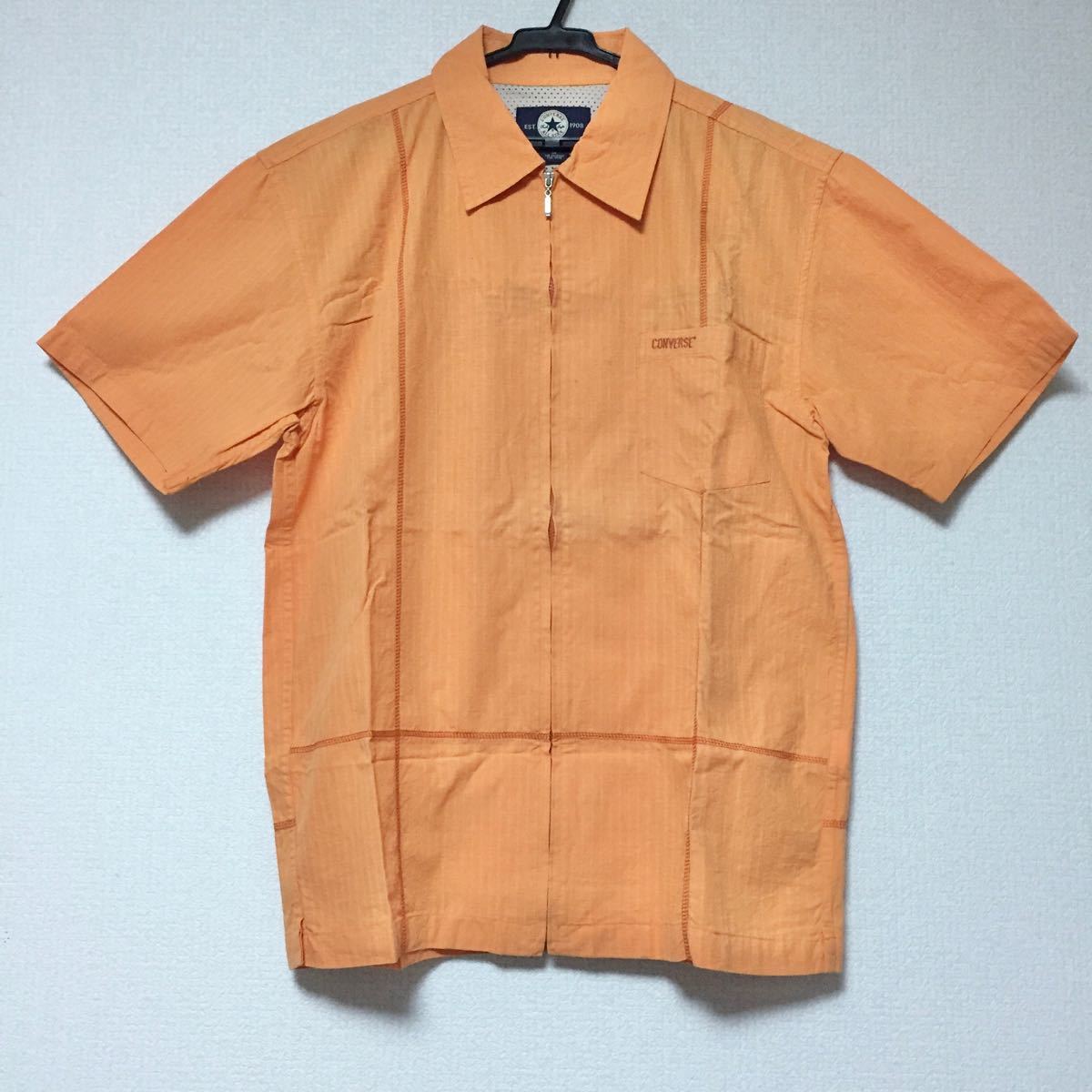 CONVERSE ヴィンテージ  チェックシャツ ボタンダウンシャツ 半袖 橙色