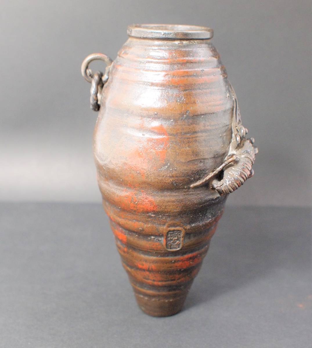 骨董品 、古美術特大古銅鳳凰花瓶 R-061900 希少 江戸~明治 金工師 松逢斎鋳 古銅 鳳凰 三足