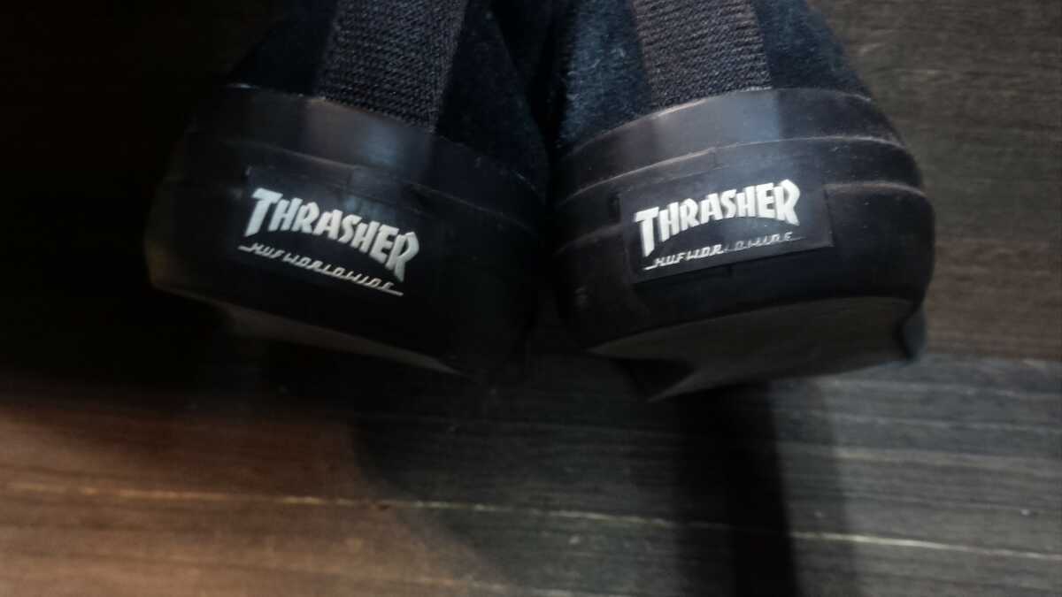 ストリートスケートスタイルTHRASHER×HUFハイカットスニーカー_画像5