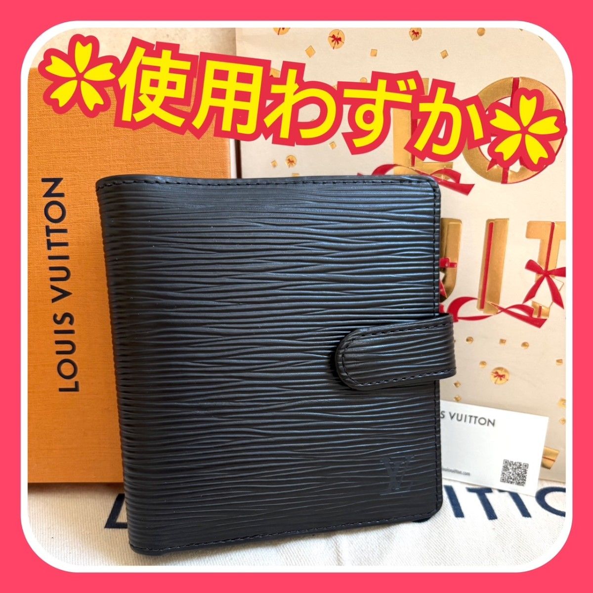 LOUIS VUITTON 二つ折り 財布 ポルトビエコンパクト エピ レッド 使用わずか】ルイヴィトン エピ ポルトビエ コンパクト 二つ折り