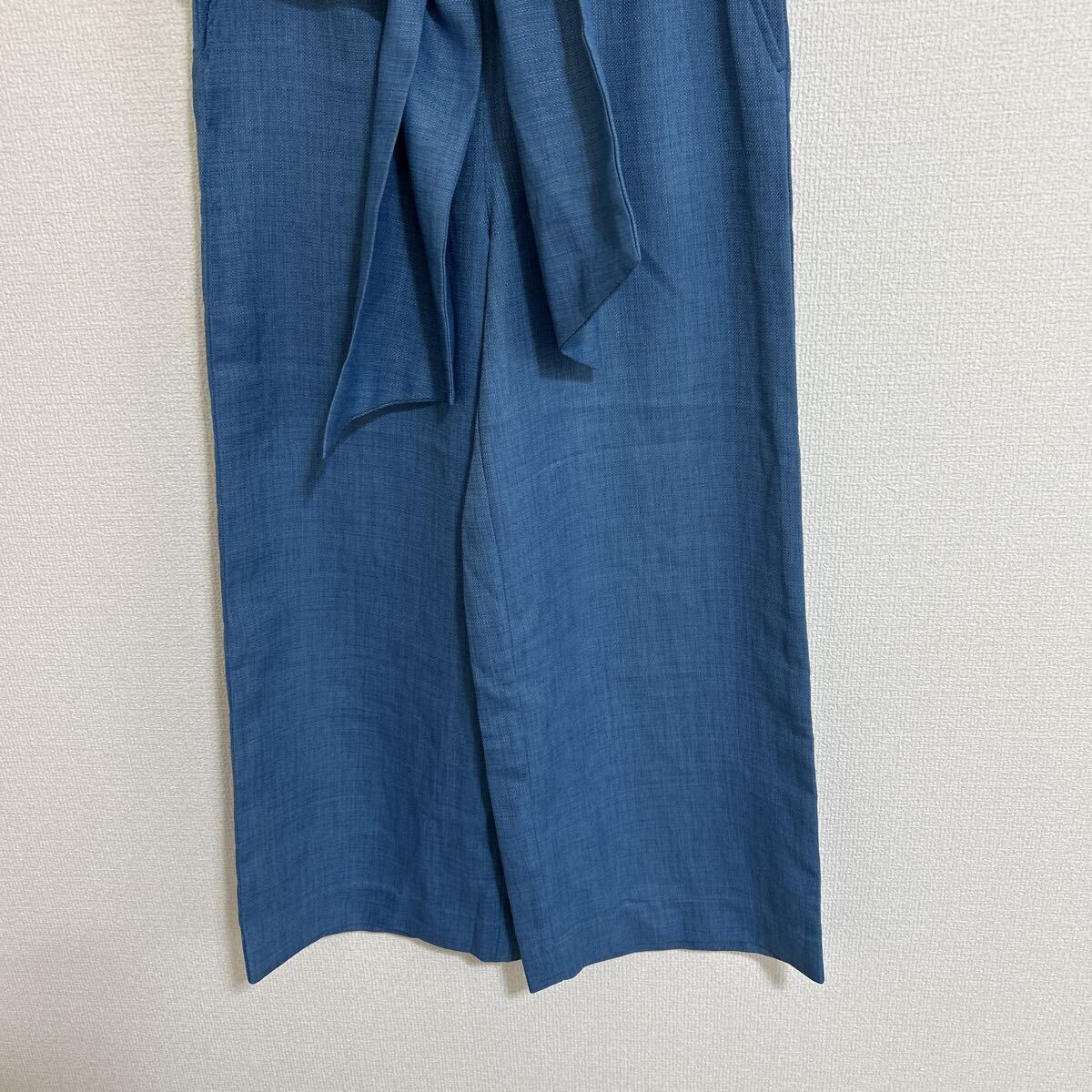 【大人リゾートスタイル】 新品 未使用 limitless リミットレスラグジュアリー セットアップ ブラトップ リボン ワイドパンツ ブルー 36 S_画像4