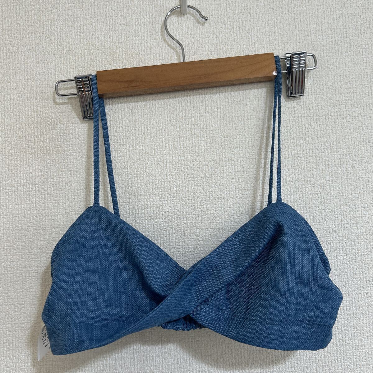 【大人リゾートスタイル】 新品 未使用 limitless リミットレスラグジュアリー セットアップ ブラトップ リボン ワイドパンツ ブルー 36 S_画像6