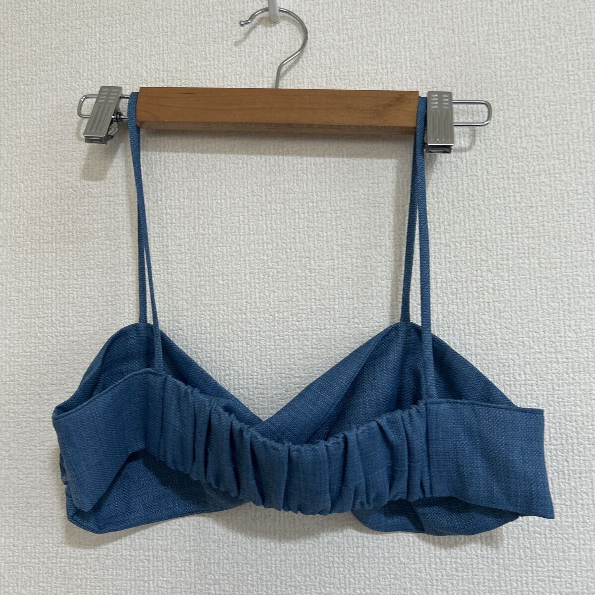 【大人リゾートスタイル】 新品 未使用 limitless リミットレスラグジュアリー セットアップ ブラトップ リボン ワイドパンツ ブルー 36 S_画像7